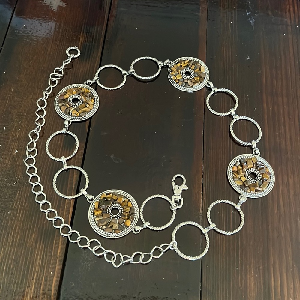 Beautiful Concho Belly Belt with brown stones